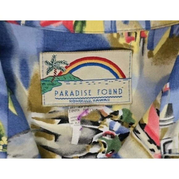 Vintage Paradise Found FLORIDA All Over Print Hawaiian Style Aloha Shirt Women S - Picture 5 of 7